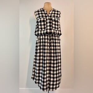 Banana Republic Black/ White Gingham Plaid Check prairiecore Dress - sz 14
